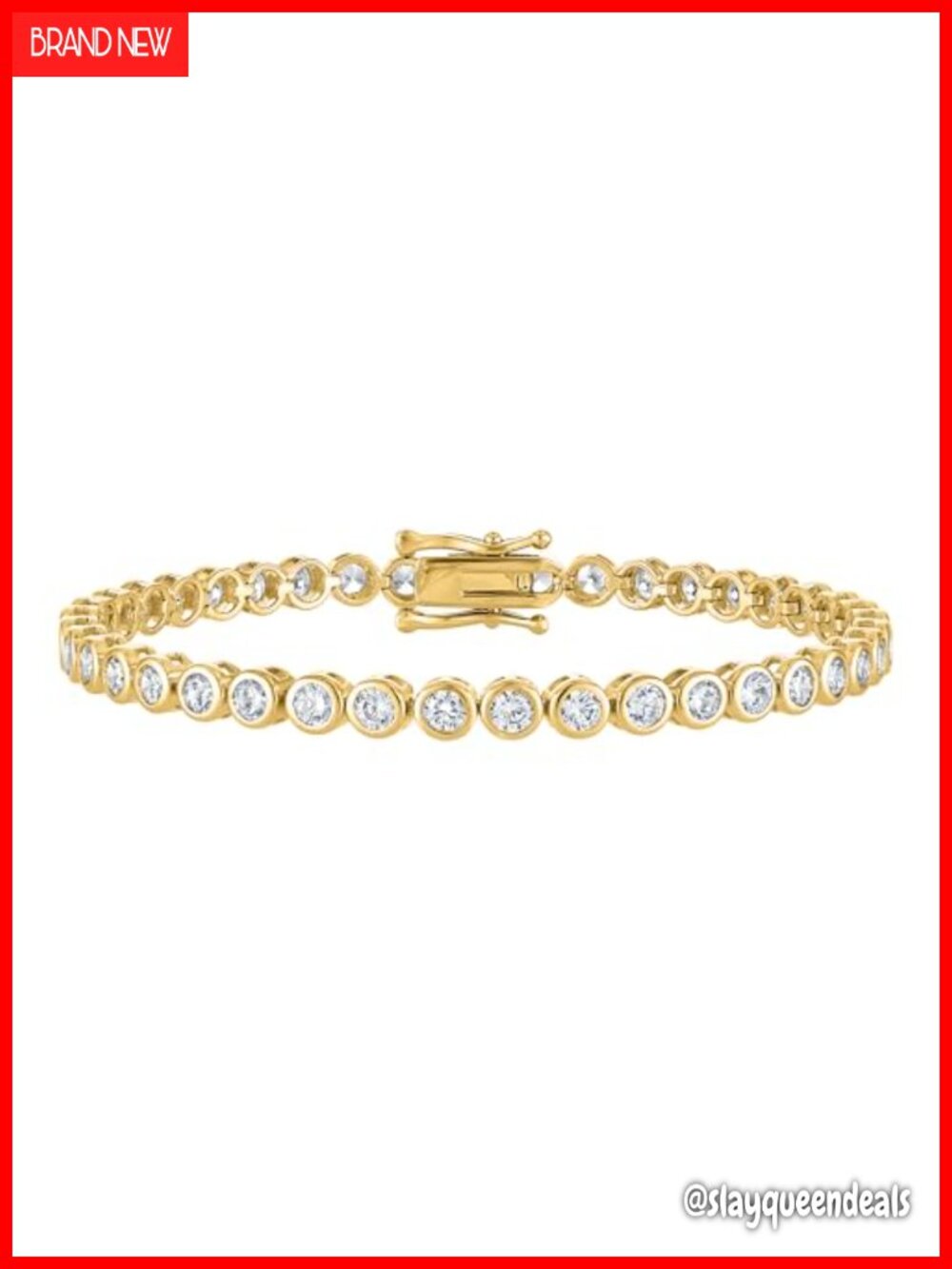 Gold Plated 3mm Bezel Set CZ Tennis Bracelet | Cubic Zirconia, 6.5-7.5 in, Box